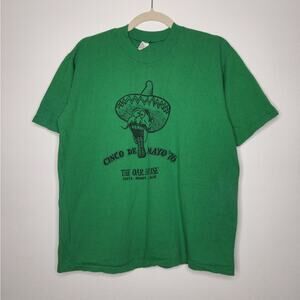 Vintage 70s Cinco de Mayo Oar House Santa Monica California Single Large Green